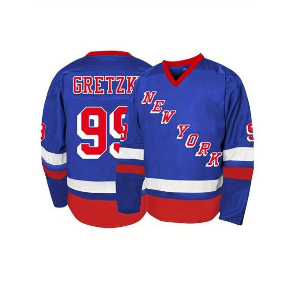 NWT Multiple Sizes Wayne Gretzky #99 New York Rangers Blue Jersey Rare Legend - Picture 1 of 5
